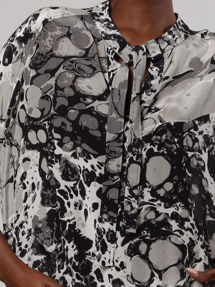 Religion Black/Grey Oversized Blouse in Dip Dye With Tie Neck - Image 6 of 6