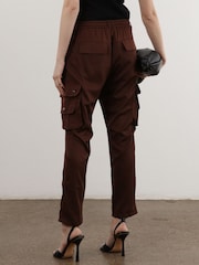 Religion Brown Utility Inspired Trousers With Multiple Pockets In Soft Crepe - Image 2 of 6