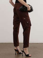 Religion Brown Utility Inspired Trousers With Multiple Pockets In Soft Crepe - Image 4 of 6