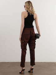 Religion Brown Utility Inspired Trousers With Multiple Pockets In Soft Crepe - Image 6 of 6