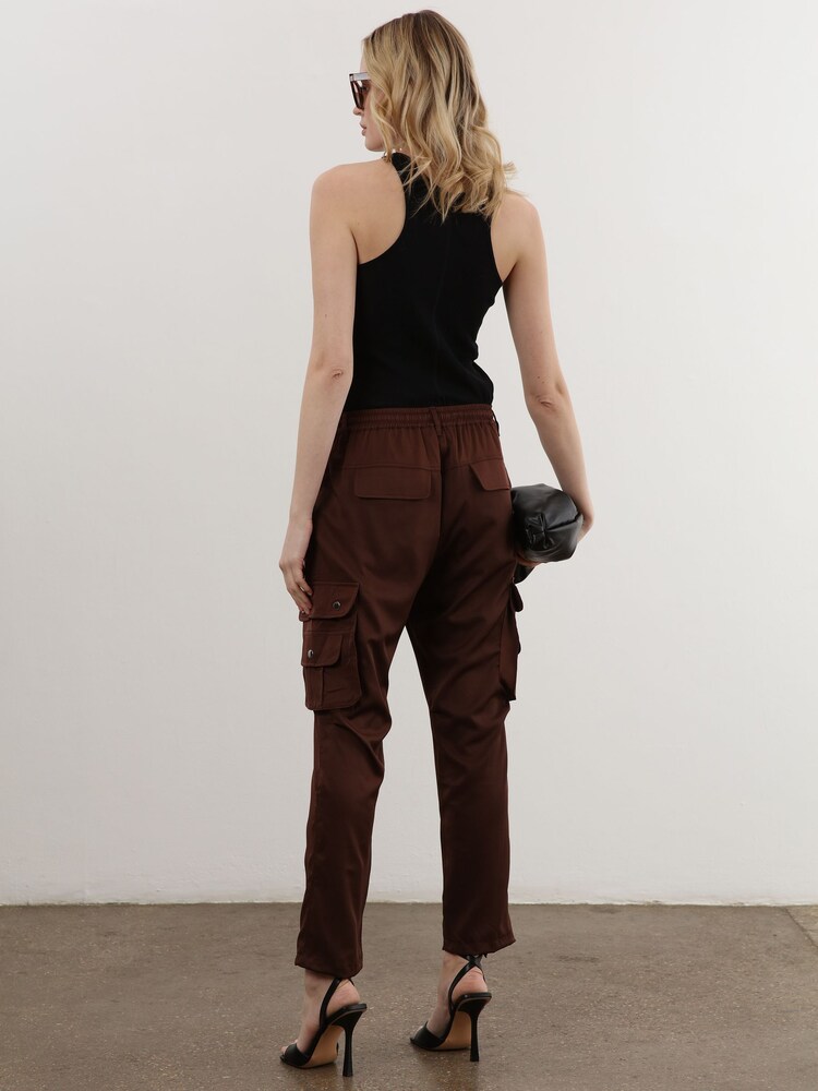 Religion Brown Utility Inspired Trousers With Multiple Pockets In Soft Crepe - Image 6 of 6
