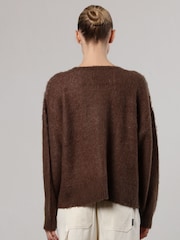 Religion Brown Oversized Slogan Jumper In Soft Fluffy Knit - Image 4 of 6