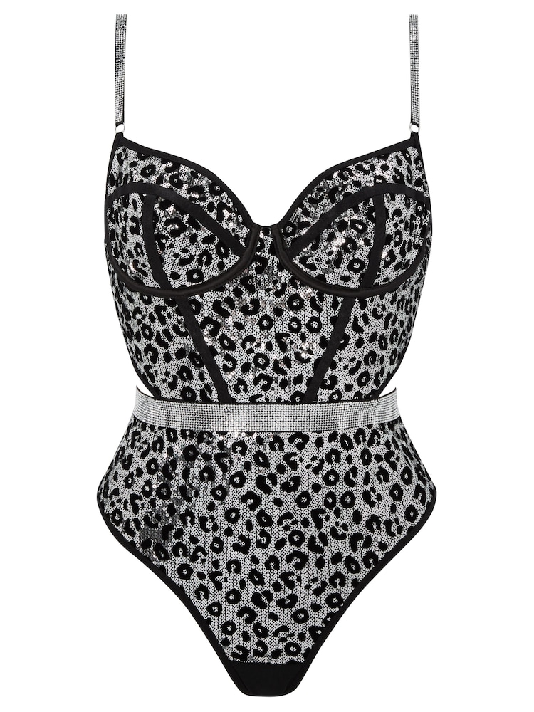Ann Summers Silver Leopard Sequin Hold Me Tight Body - Image 4 of 4
