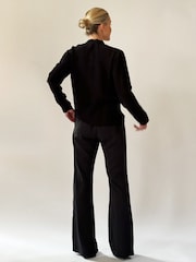 Religion Black Long Sleeve Tie Front Double Layer Top In Cupro - Image 4 of 6