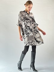 Religion Black Oversized Destiny Tunic Dress In Bold Monochrome Print - Image 1 of 6