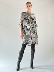 Religion Black Oversized Destiny Tunic Dress In Bold Monochrome Print - Image 2 of 6