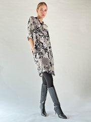 Religion Black Oversized Destiny Tunic Dress In Bold Monochrome Print - Image 3 of 6