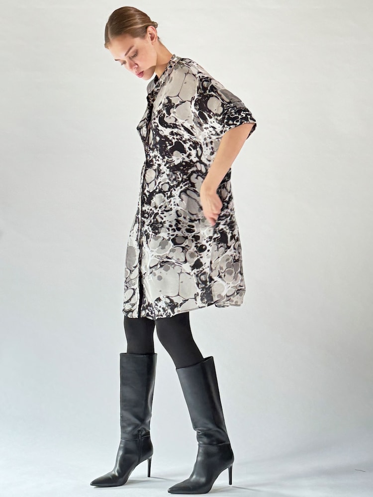 Religion Black Oversized Destiny Tunic Dress In Bold Monochrome Print - Image 6 of 6