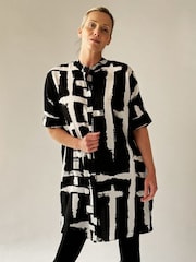 Religion Natural Oversized Destiny Tunic Dress In Bold Monochrome Print - Image 6 of 6
