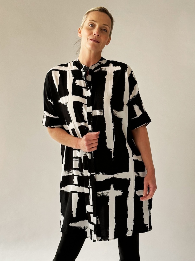 Religion Natural Oversized Destiny Tunic Dress In Bold Monochrome Print - Image 6 of 6