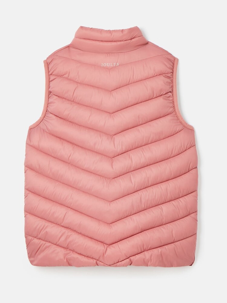 Joules Kids' Crofton Pink Showerproof Quilted Gilet - Image 1 of 6