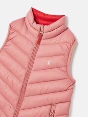Joules Kids' Crofton Pink Showerproof Quilted Gilet - Image 2 of 6