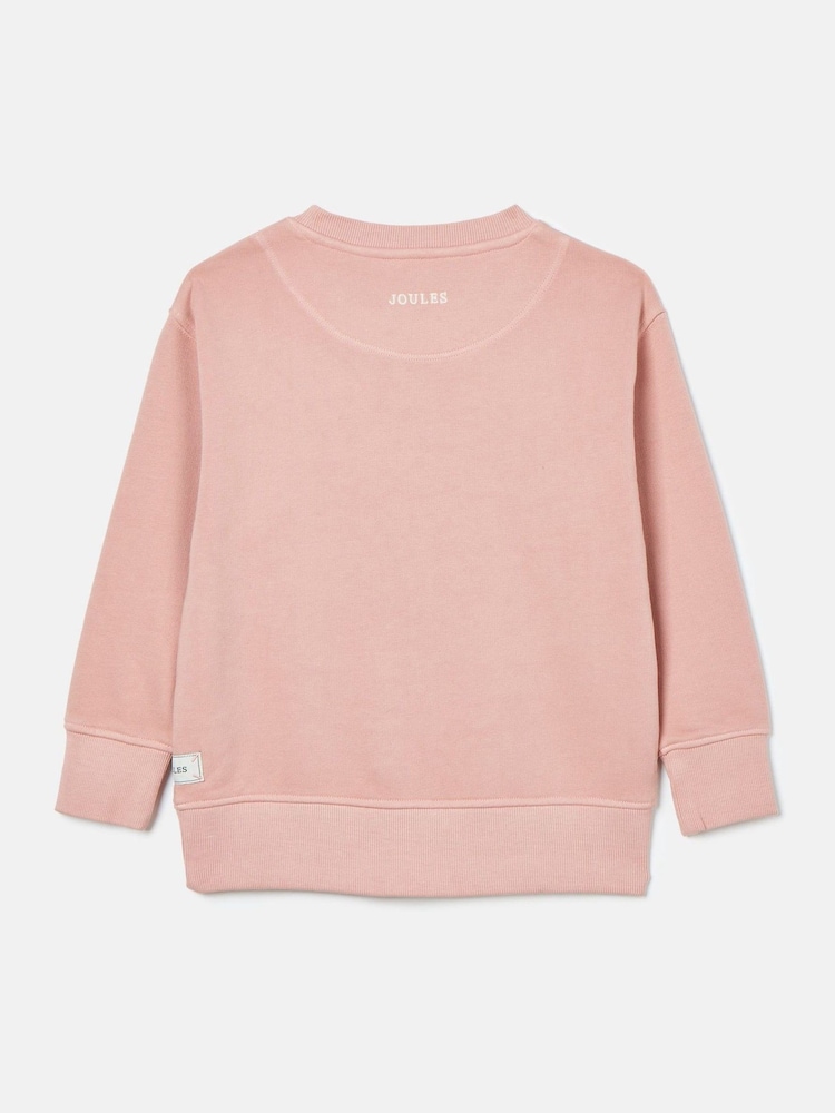 Joules Kids' Sundaze Pink Crew Neck Slogan Sweatshirt - Image 2 of 6