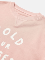Joules Kids' Sundaze Pink Crew Neck Slogan Sweatshirt - Image 3 of 6