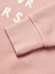 Joules Kids' Sundaze Pink Crew Neck Slogan Sweatshirt - Image 4 of 6