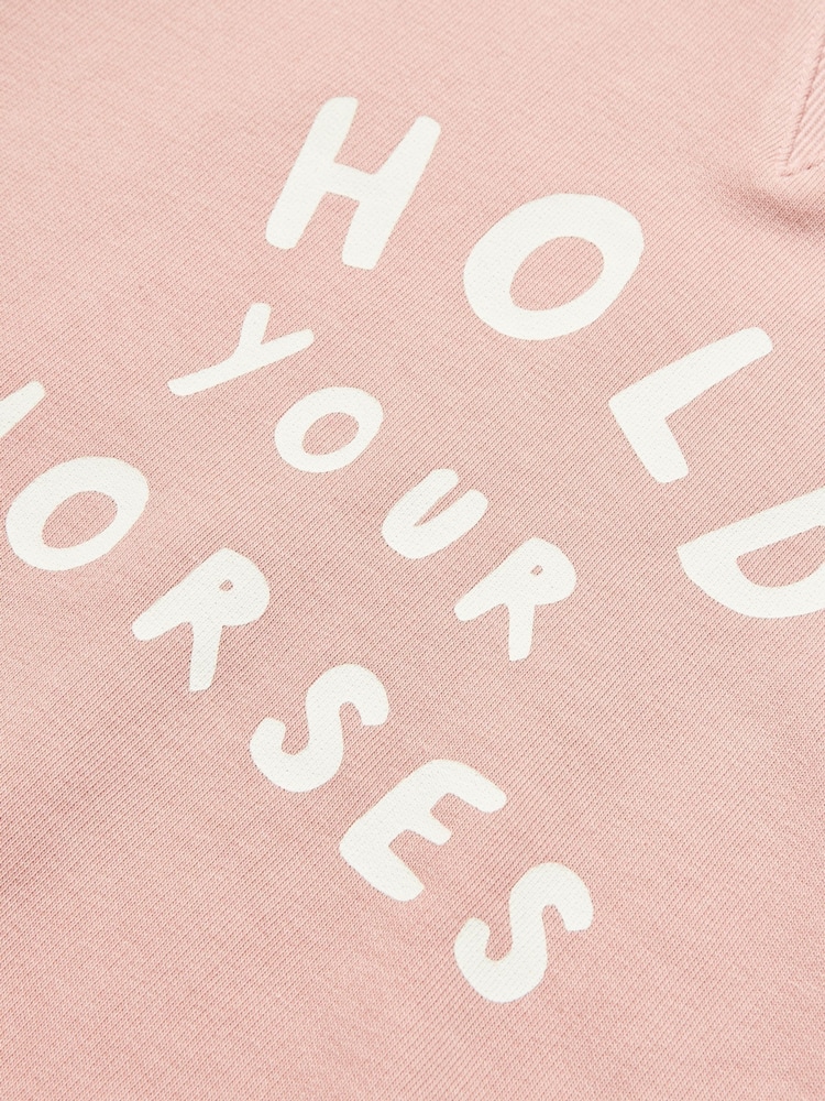 Joules Kids' Sundaze Pink Crew Neck Slogan Sweatshirt - Image 6 of 6