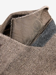Taupe Regular Fit Wool Rich Herringbone Blazer - Image 4 of 7