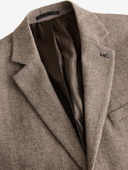 Taupe Regular Fit Wool Rich Herringbone Blazer - Image 6 of 7