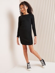 Lipsy Black Teen Crinkle Ruched Bodycon Dress (9-16yrs) - Image 2 of 4