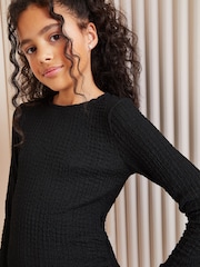 Lipsy Black Teen Crinkle Ruched Bodycon Dress (9-16yrs) - Image 4 of 4
