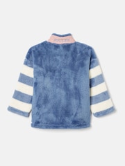 Joules Kids' Always Cosy Blue Colourblock Quarter Zip Borg Fleece - Image 2 of 5