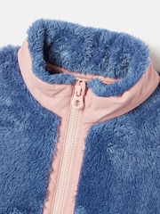 Joules Kids' Always Cosy Blue Colourblock Quarter Zip Borg Fleece - Image 3 of 5