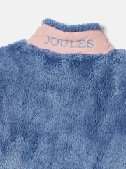 Joules Kids' Always Cosy Blue Colourblock Quarter Zip Borg Fleece - Image 4 of 5