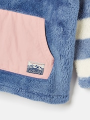 Joules Kids' Always Cosy Blue Colourblock Quarter Zip Borg Fleece - Image 5 of 5