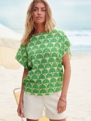 Grün bedruckt - Kurzärmeliges, strukturiertes T-Shirt - Bild 2 von 6