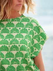 Grün bedruckt - Kurzärmeliges, strukturiertes T-Shirt - Bild 4 von 6