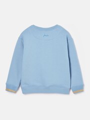 Joules Girls' Mackenzie Blue Pegasus Embroidered Artwork Sweatshirt With Faux Faur Lining - Image 2 of 4