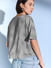 Silver Metallic Short Sleeve Crew Neck T-Shirt - Image 4 of 7