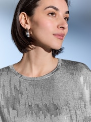Silver Metallic Short Sleeve Crew Neck T-Shirt - Image 5 of 7