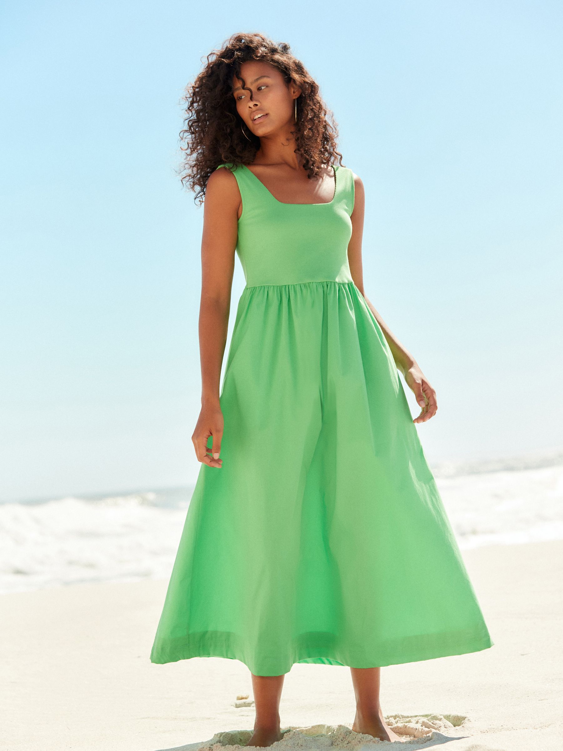 Buy Green Square Neck Maxi Summer Jersey Dress from Next United Arab Emirates