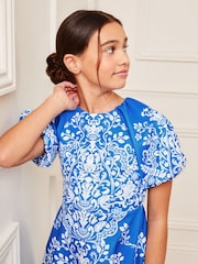 Blau/Weiß/Bedruckt - Lipsy Scuba Kleid für besondere Anlässe mit Puffärmeln (5-16 Jahre) - Bild 2 von 4