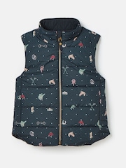 Joules Kids' Atwell Navy Blue Showerproof Reversible Gilet - Image 1 of 5