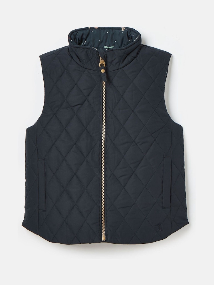 Joules Kids' Atwell Navy Blue Showerproof Reversible Gilet - Image 2 of 5