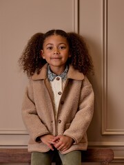 Joules Kids' Sadie Natural Borg Fleece Jacket - Image 1 of 9