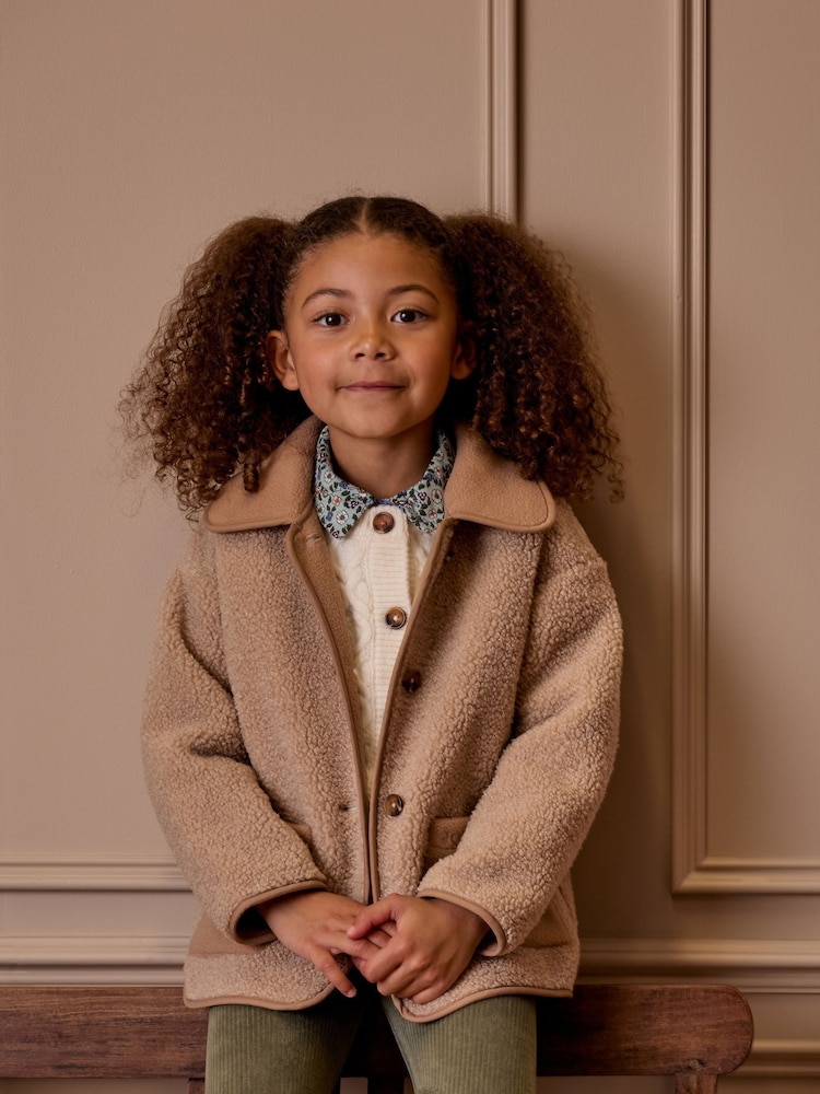 Joules Kids' Sadie Natural Borg Fleece Jacket - Image 1 of 9
