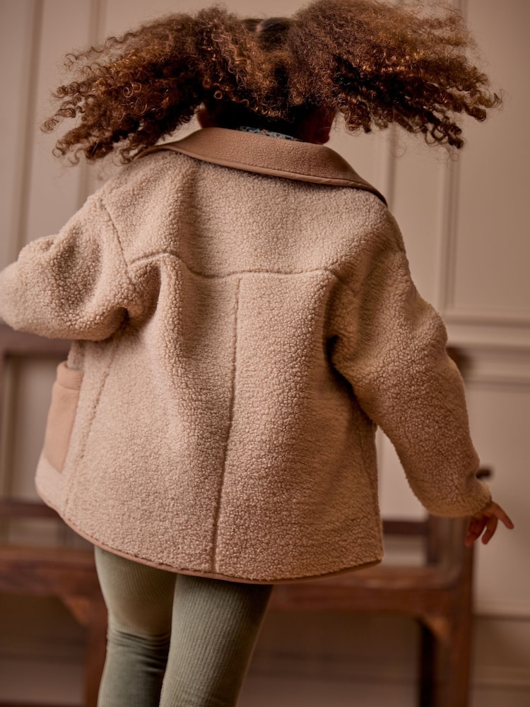 Joules Kids' Sadie Natural Borg Fleece Jacket - Image 2 of 9