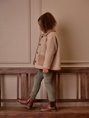 Joules Kids' Sadie Natural Borg Fleece Jacket - Image 3 of 9