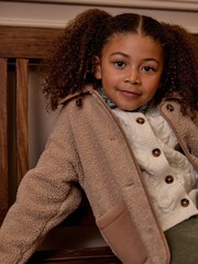 Joules Kids' Sadie Natural Borg Fleece Jacket - Image 4 of 9