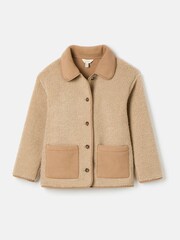 Joules Kids' Sadie Natural Borg Fleece Jacket - Image 5 of 9