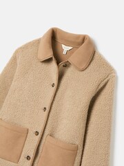 Joules Kids' Sadie Natural Borg Fleece Jacket - Image 7 of 9