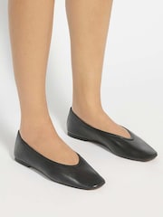 Dune London Black Leather Hetta Ballet Shoes - Image 1 of 6