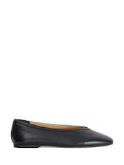 Dune London Black Leather Hetta Ballet Shoes - Image 2 of 6
