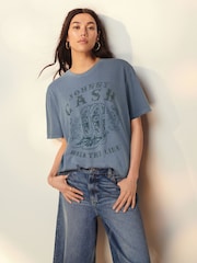 Blue License Johnny Cash Western 100% Cotton Graphic Band T-Shirt - Image 1 of 5