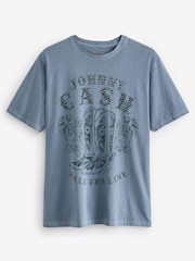 Blue License Johnny Cash Western 100% Cotton Graphic Band T-Shirt - Image 4 of 5