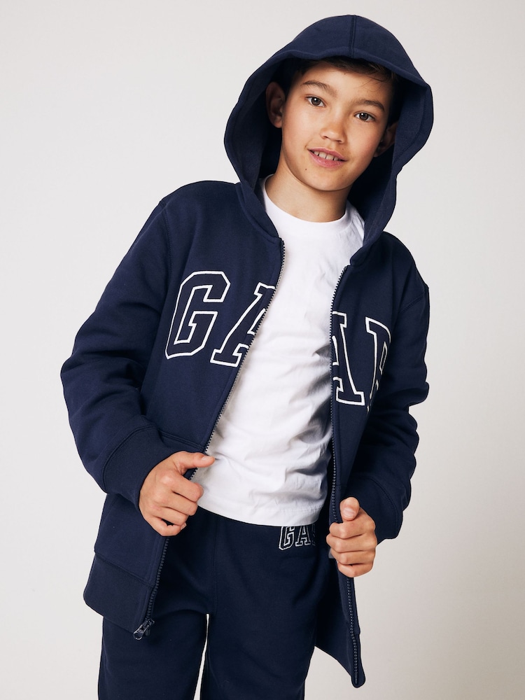 Blauw - Gap hoodie met rits en logo (4-13 jr) - Image 4 of 8