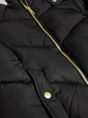 Black Shower Resistant Faux Fur Trim Padded Coat (3-16yrs) - Image 8 of 10